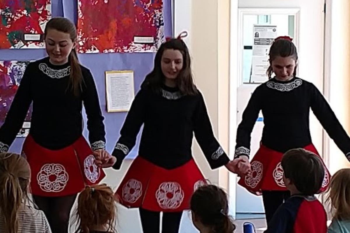 Irish Step Dancers Give Lesson during Intergenerational Performance