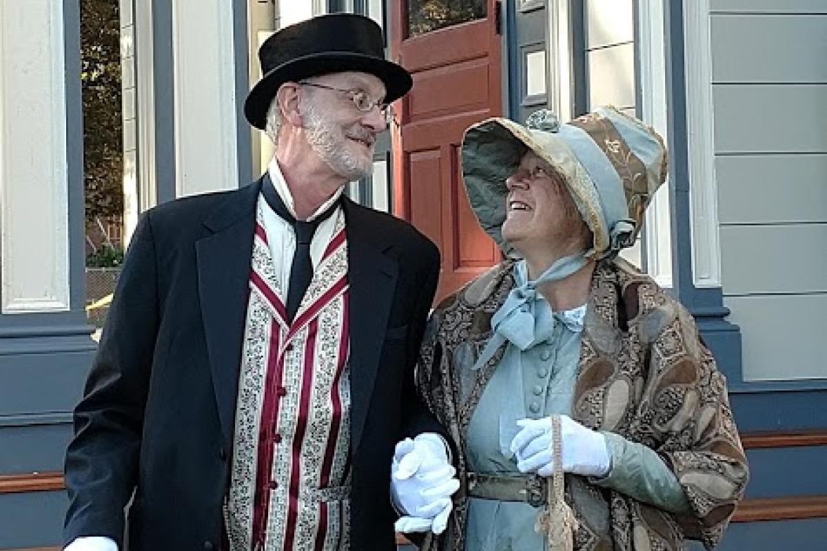 Vinny and Bonnie Pose in Front of Town Hall as They Prepare to March in the 200th Anniversary Topsfield Fair Grand Parade