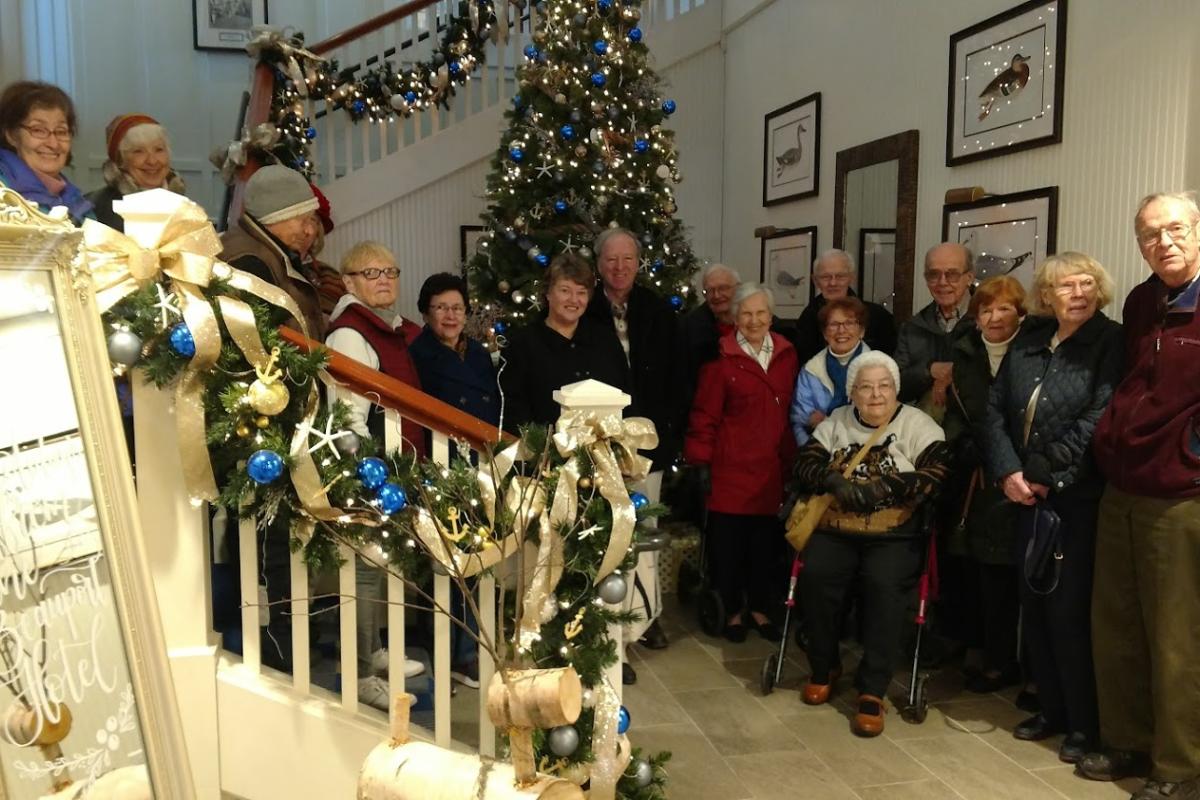 A Large Group Gathered for a Private Tour and Lunch at the Beauport Hotel Just after the Holidays
