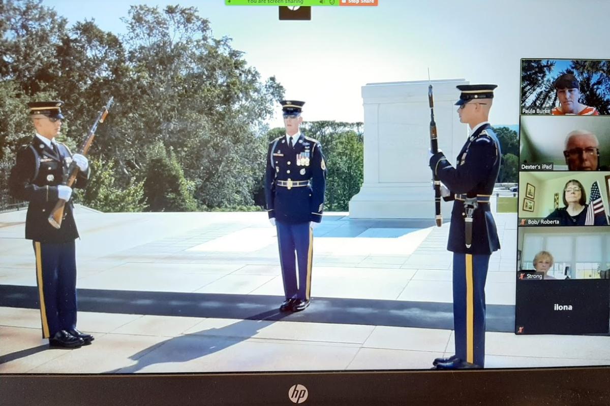 Tomb of Unknown Soldier shared during Zoom Meeting