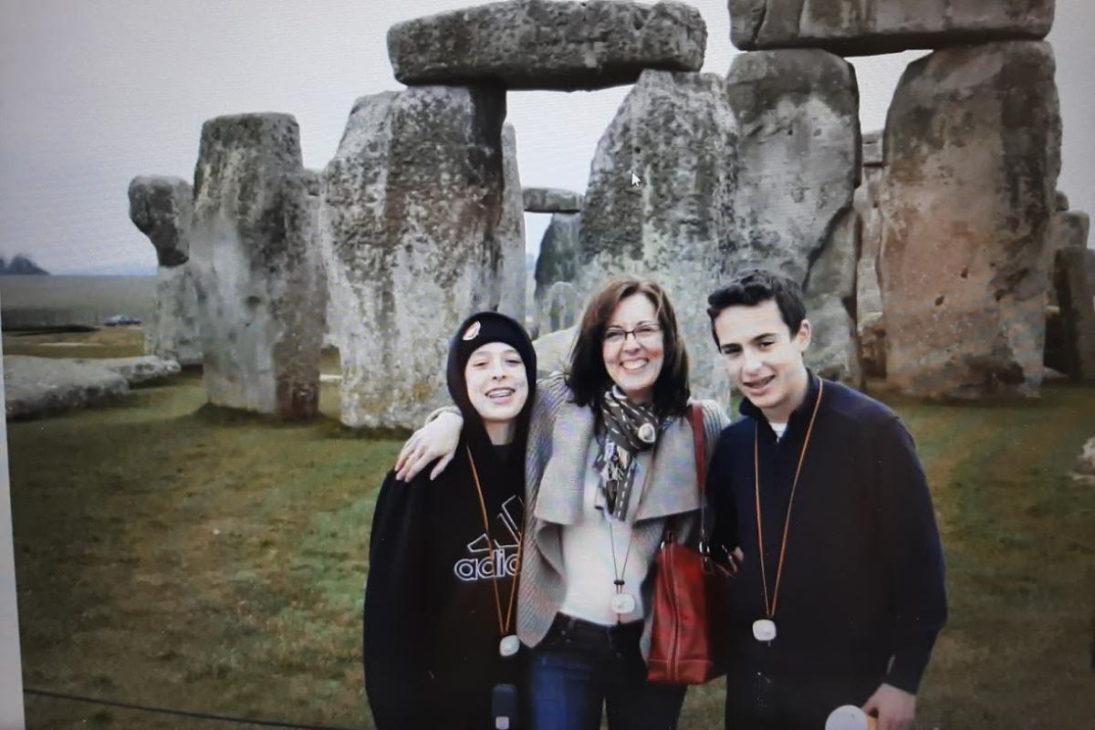 Mother and two sons at Stonehenge