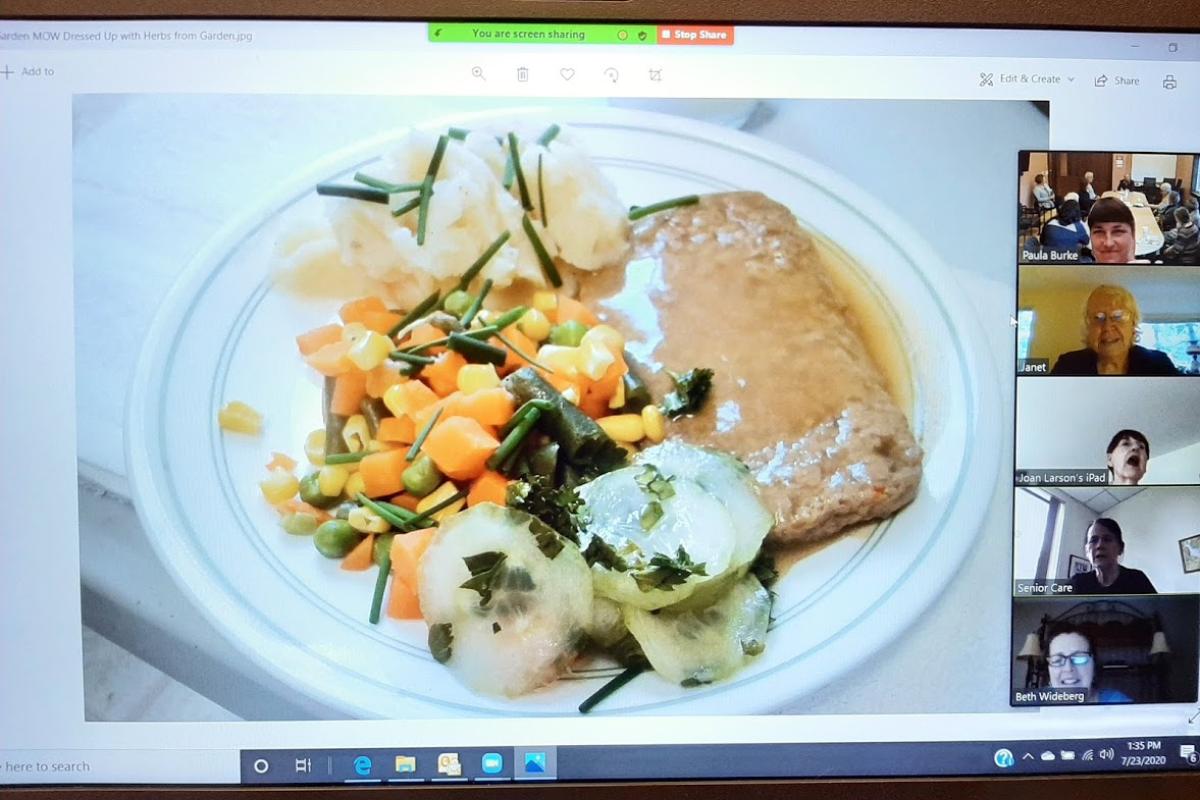 Zoom meeting plate of food on shared screen