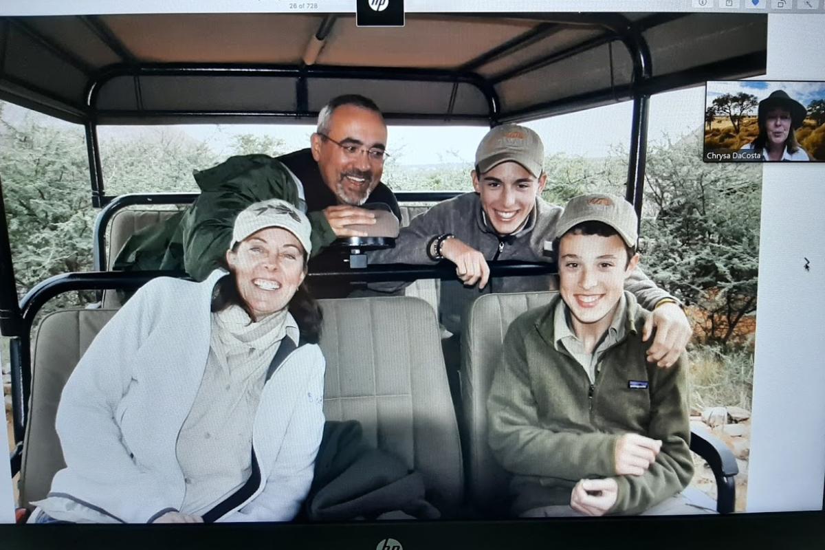 Family of four on safari