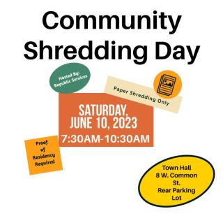Event flyer about community shredding day