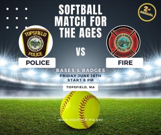 Flyer for the Bases and Badges Softball game