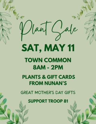 Troop 81 Plant Sale on the Town Common Event Flyer