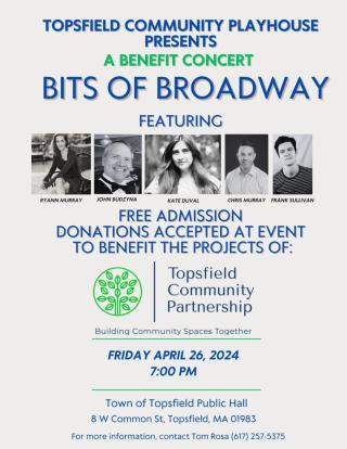 Flyer for April 26th "Bits of Broadway" Free Concert Event 